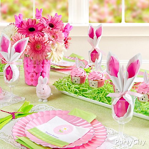 Pink and Green Easter Tablescape and Centerpiece Ideas - Party City