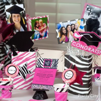 over the party shop all pink zebra grad party supplies