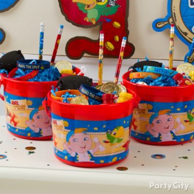 jake pirates neverland favor birthday sail idea themed treasure buckets friends bucket supplies favors goodies