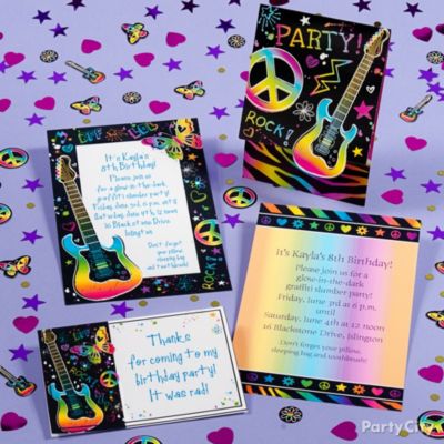 Neon Doodle Party Invitation Ideas