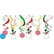 Holiday Symbols Hanging Swirl Decorations 12ct