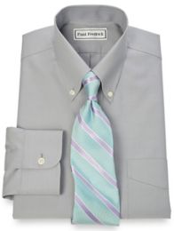 Non-Iron 2-ply 100% Cotton Pinpoint Button Down Collar Dress Shirt