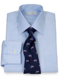 Non-Iron 2-ply 100% Cotton Pinpoint Oxford Spread Collar Dress Shirt