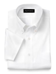 Non-Iron 2-Ply 100% Cotton Pinpoint Button Down Collar Short Sleeve Dress Shirt