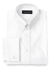 2-Ply Cotton Pinpoint Oxford Snap Tab Collar French Cuff Dress Shirt