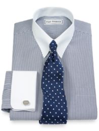 Non-Iron Pinpoint Oxford Snap Tab Collar French Cuff Dress Shirt