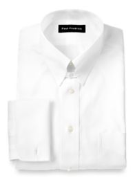 Non-Iron 2-Ply 100% Cotton Pinpoint Snap Tab Collar French Cuff Dress Shirt