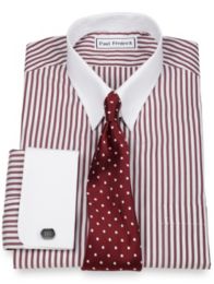 Luxury Cotton Bengal Stripe Tab Collar French Cuff Dress Shirt