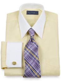 Cotton Pinpoint Oxford Straight Collar French Cuff Dress Shirt