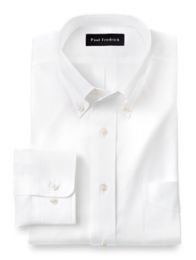 2-Ply Cotton Pinpoint Button Down Collar Button Cuff Trim Fit Dress Shirt