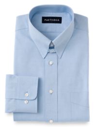 Cotton Pinpoint Oxford Snap Tab Collar Trim Fit Dress Shirt