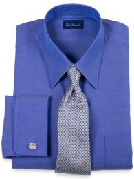 Cotton Pinpoint Oxford Straight Collar French Cuff Trim Fit Dress Shirt