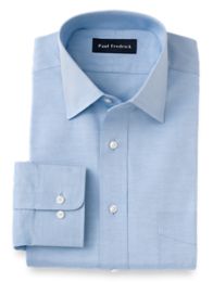 Cotton Pinpoint Oxford Windsor Spread Collar Trim Fit Dress Shirt
