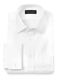 2-Ply Cotton Pinpoint Windsor Spread Collar French Cuff Trim Fit Dress Shirt