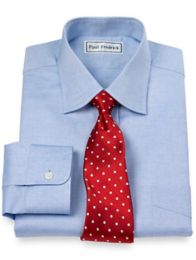 Cotton Pinpoint Oxford Varsity Spread Collar Trim Fit Dress Shirt