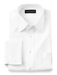Cotton Pinpoint Oxford Varsity Spread Collar French Cuff Trim Fit Dress Shirt
