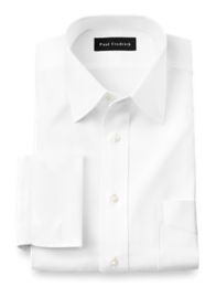 Trim Fit Pinpoint Oxford Varsity Spread Collar French Cuff Dress Shirt