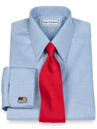 Pinpoint Oxford European Straight Collar French Cuff Trim Fit Dress Shirt