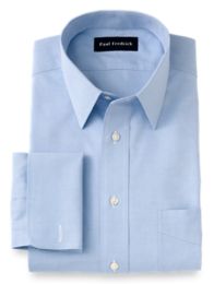 Non-Iron 100% Cotton Pinpoint Straight Collar French Cuff Trim Fit Dress Shirt