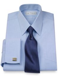 Non-Iron 2-ply 100% Cotton Straight Collar French Cuff Trim Fit Dress Shirt