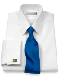Non-Iron 2-ply 100% Cotton Straight Collar French Cuff Trim Fit Dress Shirt