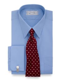 2-Ply Cotton Straight Collar French Cuff Trim Fit Dress Shirt