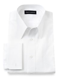 2-Ply Cotton European Straight Collar French Cuff Trim Fit Dress Shirt