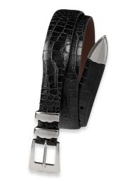 Crocodile Embossed Belt with Metal Keeper & Tip