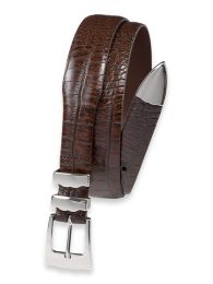 Crocodile Embossed Belt with Metal Keeper & Tip