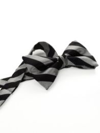Silver & Black Stripe Pre-Tied Bow Tie