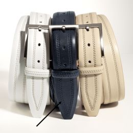 Italian Leather Contrast Stitch Belt