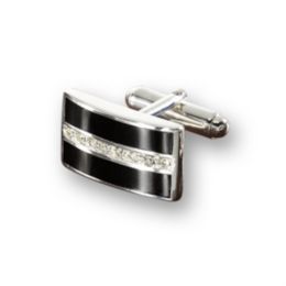 Sterling Silver Onyx & Crystal Cufflinks