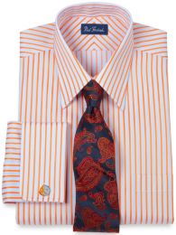 Trim Fit Raised Satin Stripe Dress Shirt
