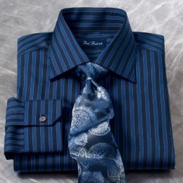 European Style Shadow Stripe Button Cuff Dress Shirt