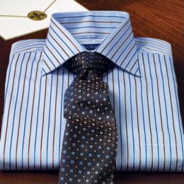 Satin Stripe Button Cuff Dress Shirt