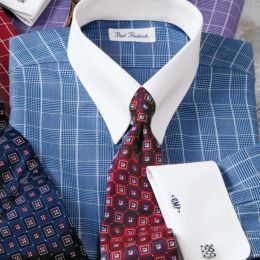 Non-Iron Cotton Glen Plaid White French Cuff Dress Shirt