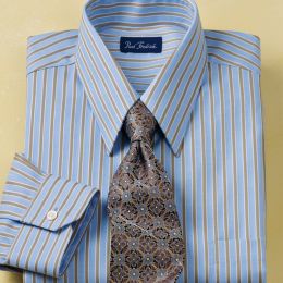 Trim Fit European Style Twill Stripe Dress Shirt