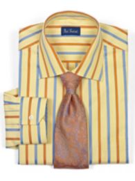 Stripe Dress Shirt Designer Luxury European Style Satin