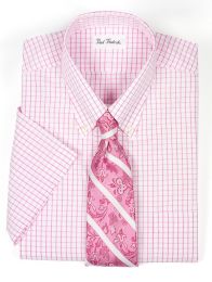  Non-Iron Check Cotton Short Sleeve Dress Shirt 