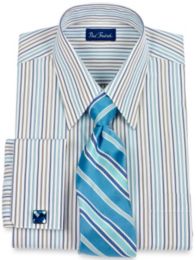 European Style Shadow Stripe French Cuff Dress Shirt