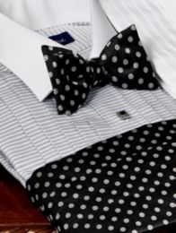 5-Pleat Horizontal Stripe Spread Collar Tuxedo Shirt