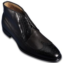 Italian Leather Wing Tip Lace Up Boot