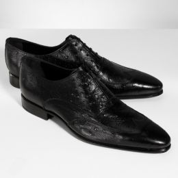 Faux Ostrich Oxford Italian Leather Lace-up Shoe