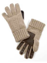  100% Cashmere Cable Knit Gloves 