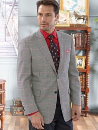 Black & White Houndstooth With Red Windowpane Wool & Silk Sport Coat ...