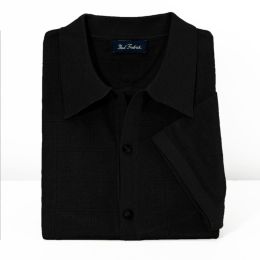 Spun Silk Button Front Short Sleeve Knit