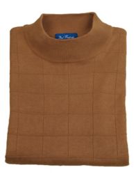 Spun Silk Grid Pattern Fine Gauge Short Sleeve Mock Neck Sweater