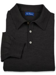 Merino Wool Blend Polo Collar Sweater