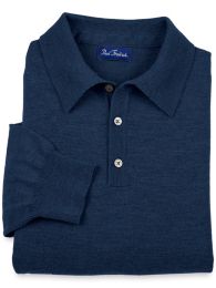 Merino Wool Blend Polo Collar Sweater