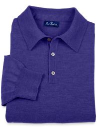 Merino Wool Blend Polo Collar Sweater